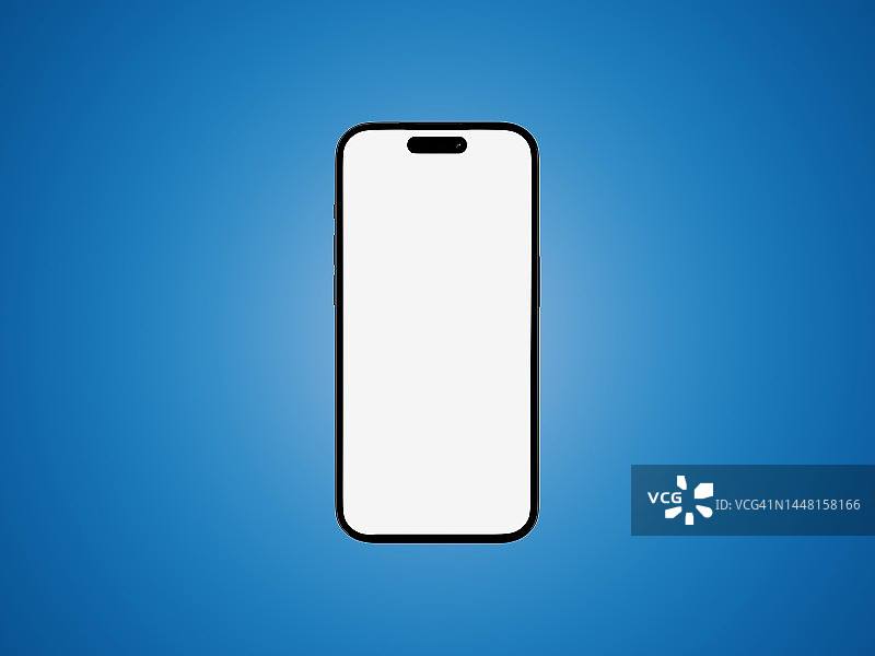 蓝色背景上的白色屏幕手机模型图片素材