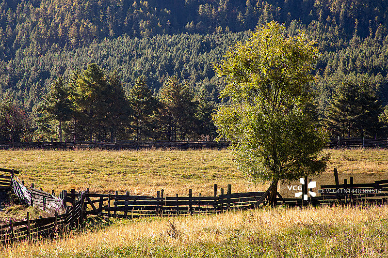 秋色山谷中的农业区图片素材