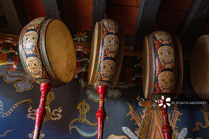 传统不丹鼓的特写图片素材