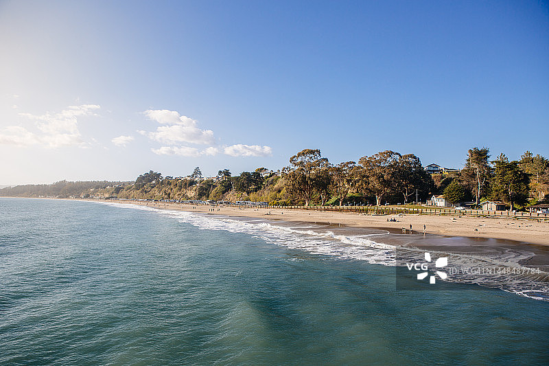 加利福尼亚州圣克鲁斯县海崖州立海滩的鸟瞰图图片素材