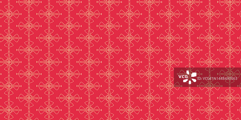 红色背景装饰植物元素无缝图案图片素材