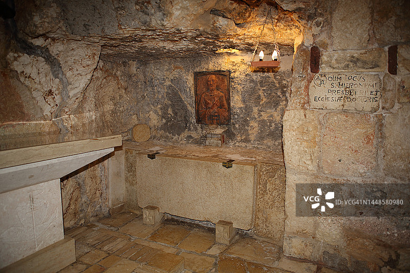 圣凯瑟琳教堂石窟中圣耶柔米的坟墓图片素材