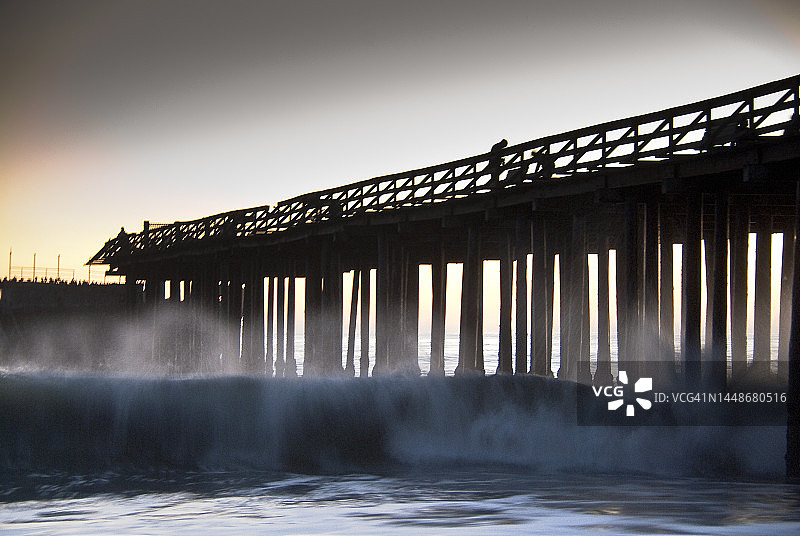 码头滚轴的黄昏图片素材