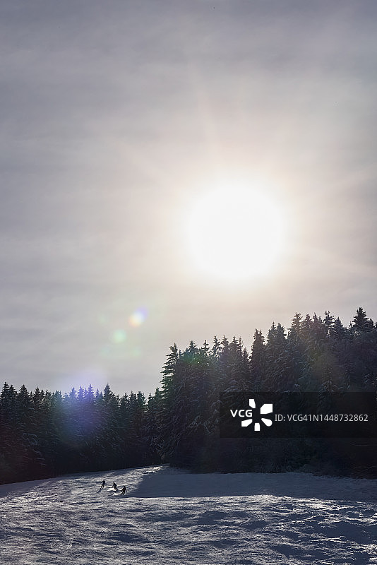 日落时分的雪景全景图片素材