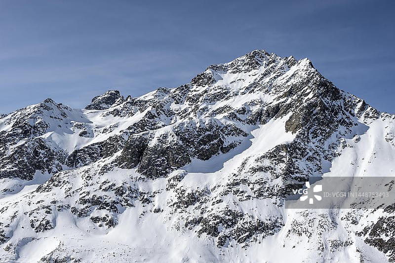 冬季山峰，塞尔兰山谷，斯图拜阿尔卑斯山，库泰，蒂罗尔，奥地利图片素材