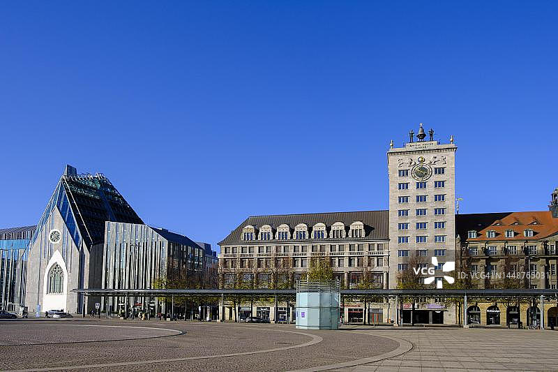 德国萨克森莱比锡奥古斯都广场的莱比锡大学图片素材