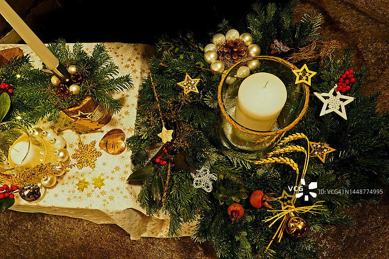 圣诞装饰，俯视图片素材