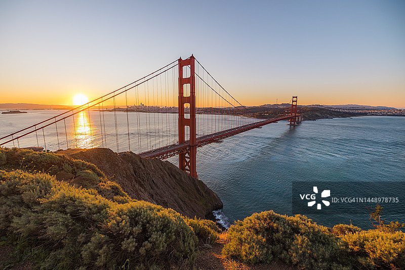 金门大桥日出图片素材