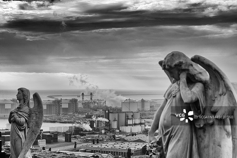 巴塞罗那港口航拍图片素材