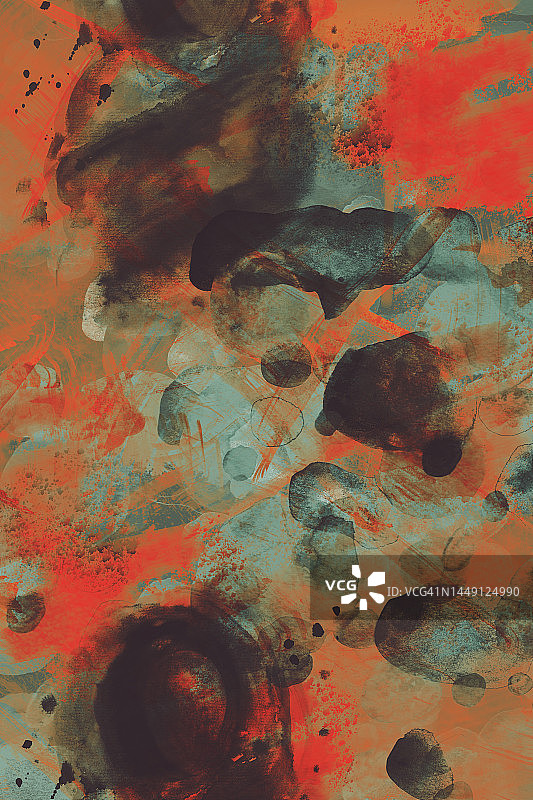 水彩橙绿色薄荷抽象背景图片素材