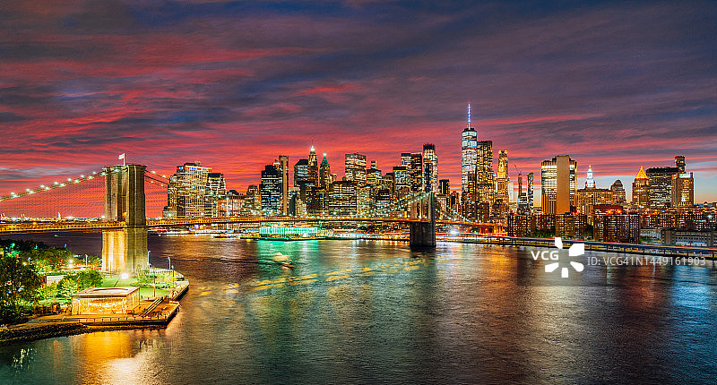 高角度俯瞰纽约市天际线图片素材