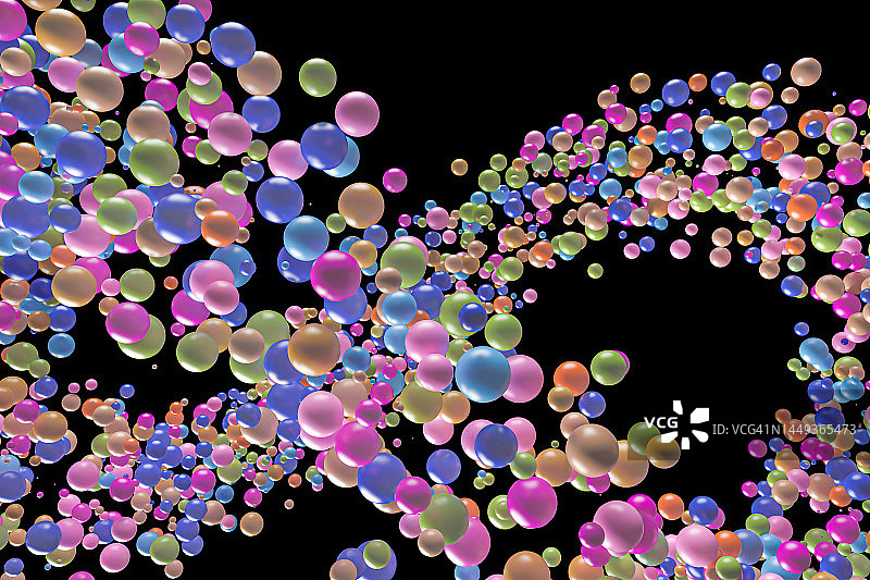 黑色背景下的彩色球体图片素材