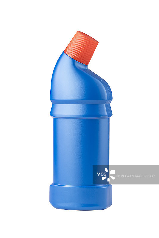 白色背景上隔离的空白蓝色塑料瓶图片素材