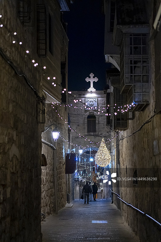耶路撒冷老城的圣诞装饰图片素材