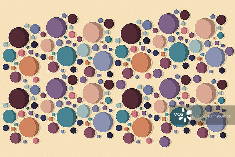 棕色背景上彩色圆圈的3D数字抽象插图图片素材
