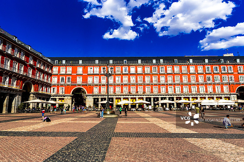 马德里市长广场的景色，西班牙首都马德里图片素材