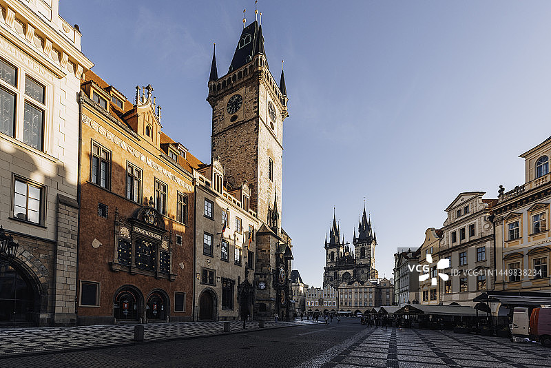 捷克共和国布拉格老城广场和天文钟图片素材