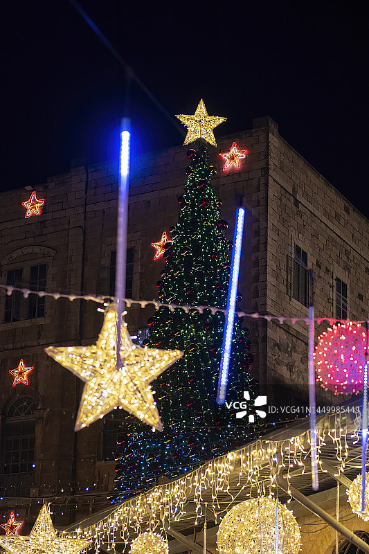 耶路撒冷老城基督区的圣诞装饰品图片素材