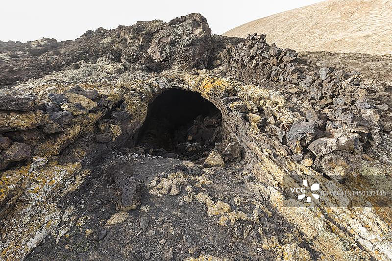 兰萨罗特岛蒙大拿布兰卡火山熔岩区中的气孔（西班牙加那利群岛）图片素材