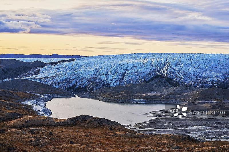 格陵兰岛康克鲁斯瓦格的罗素冰川图片素材