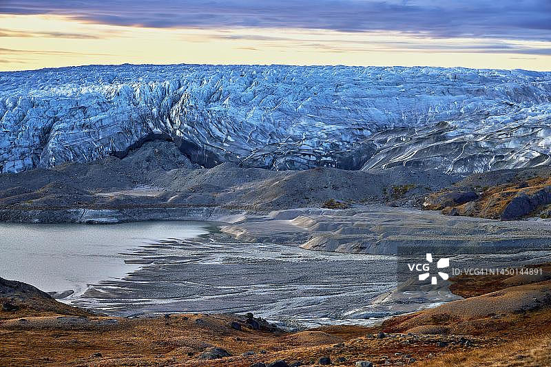 格陵兰岛康克鲁斯瓦格的罗素冰川图片素材