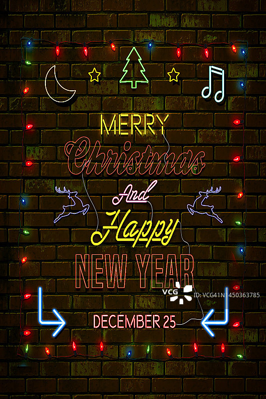 圣诞节霓虹灯牌banner图片素材