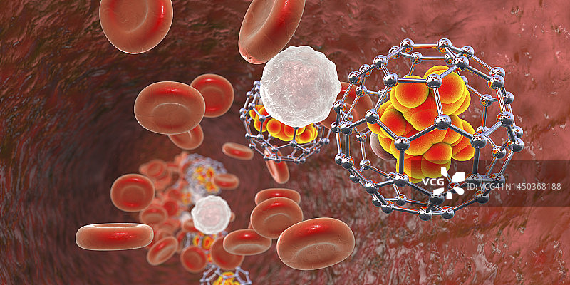 血液中的富勒烯纳米颗粒图示图片素材