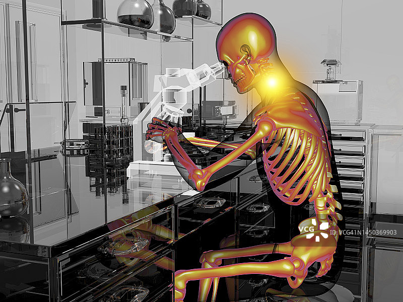 实验室工作人员的肌肉骨骼疾病插图图片素材