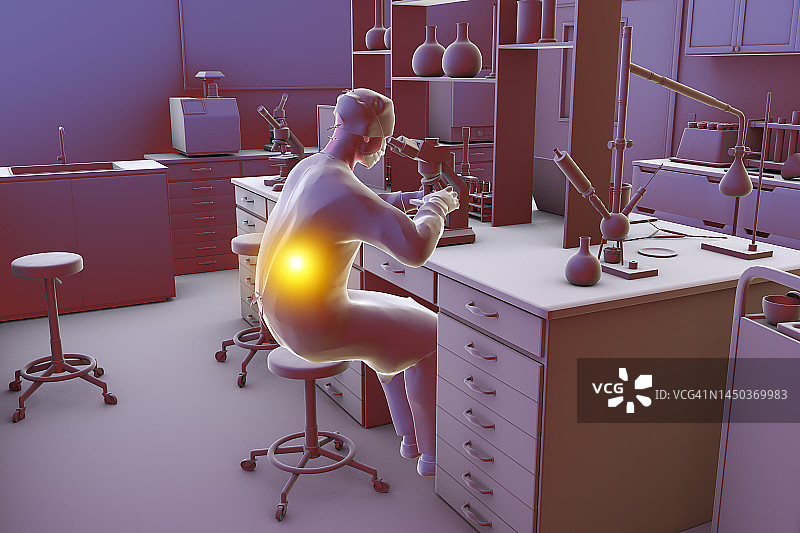 实验室工作人员的肌肉骨骼疾病插图图片素材