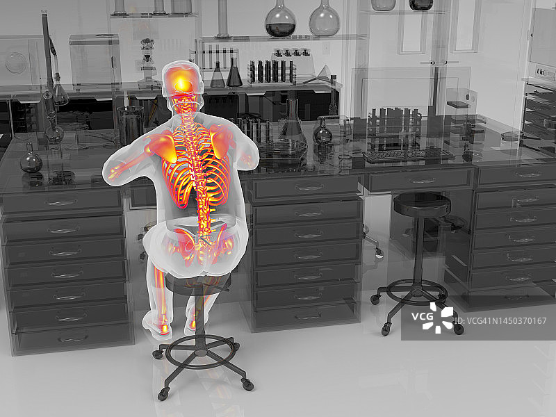 实验室工作人员的肌肉骨骼疾病插图图片素材