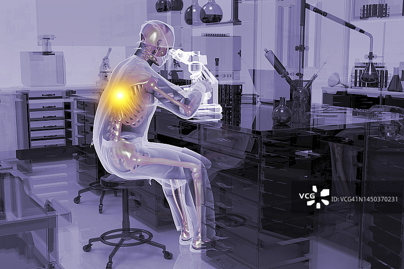 实验室工作人员的肌肉骨骼疾病插图图片素材