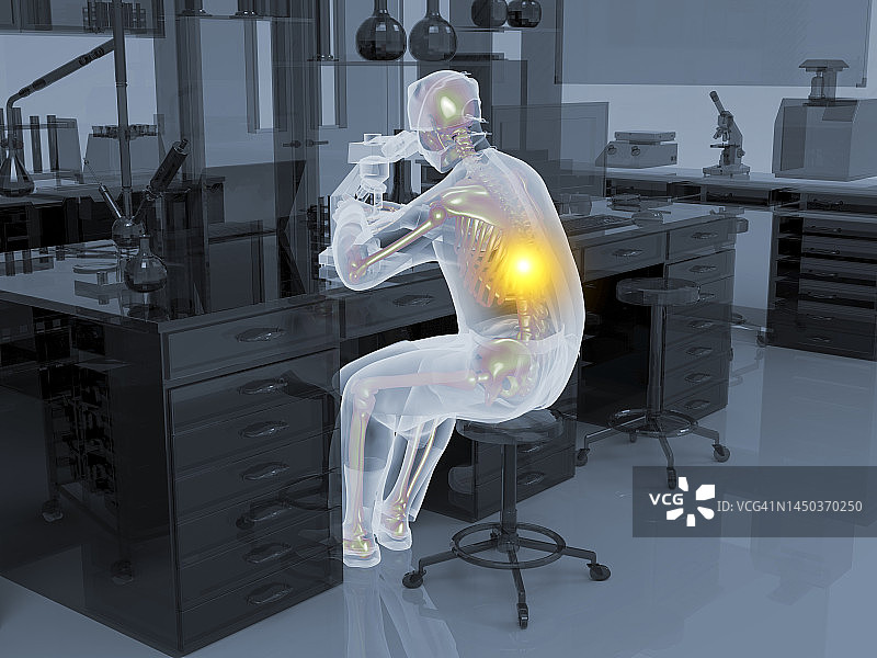 实验室工作人员的肌肉骨骼疾病插图图片素材