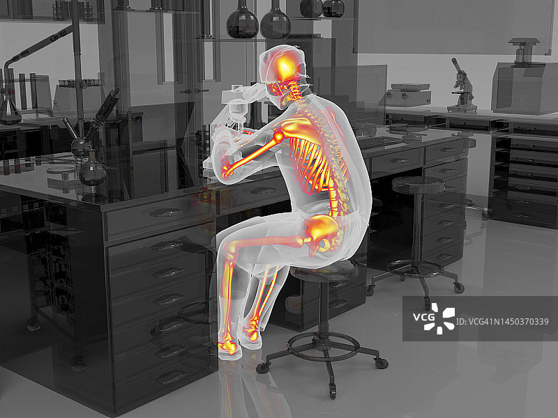 实验室工作人员的肌肉骨骼疾病插图图片素材