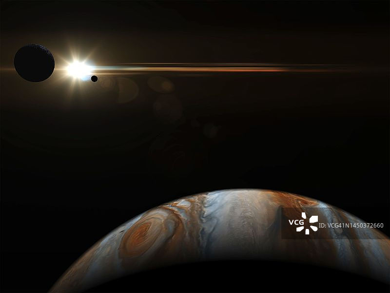 木星和卫星插图图片素材