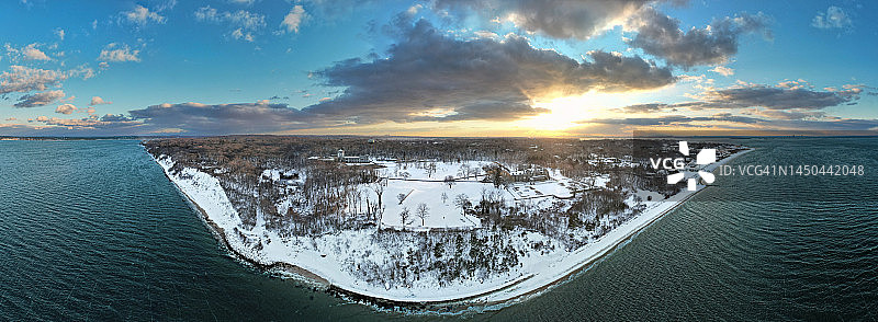 冬日沙点保护区鸟瞰图图片素材