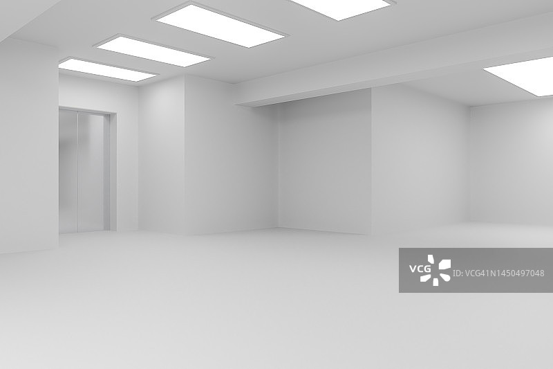 房间和电梯门3D渲染图片素材