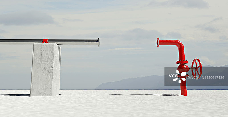 断开的燃气管道3D渲染图片素材