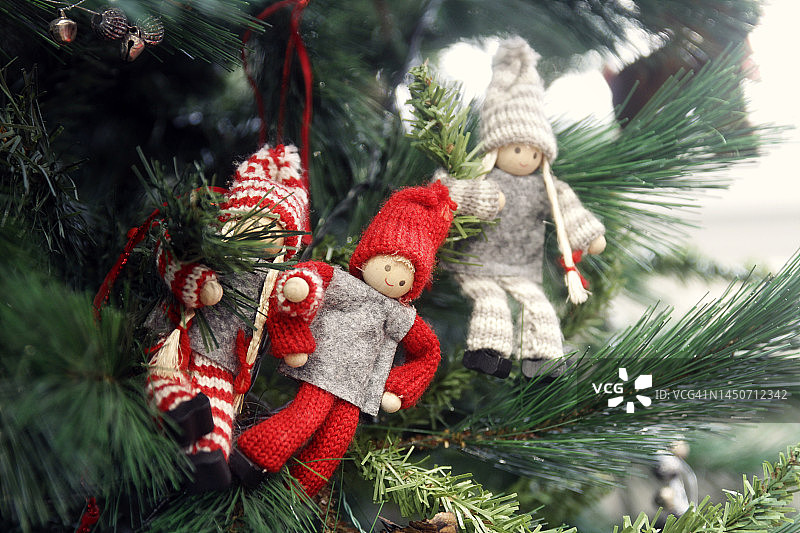 圣诞树装饰特写图片素材