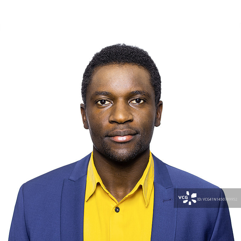 白色背景上的年轻非洲男人肖像图片素材
