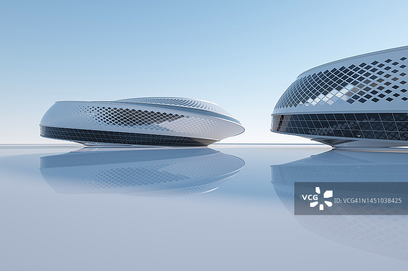 空旷的广场前的现代建筑图片素材