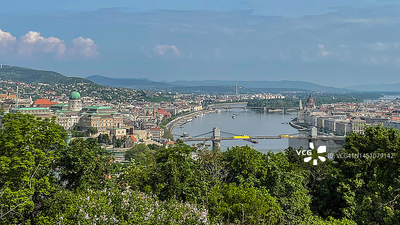 布达佩斯城堡俯瞰多瑙河景色图片素材