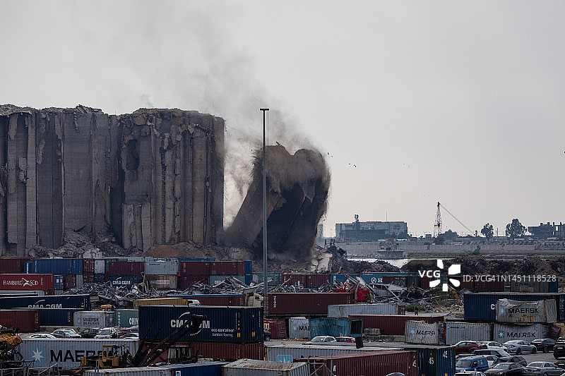贝鲁特港口筒仓爆炸现场图片素材