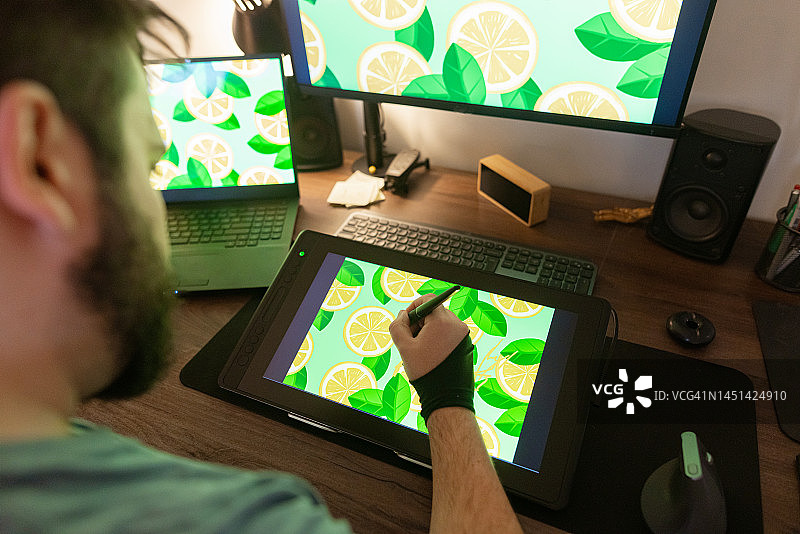 柠檬图案的数字绘画图片素材