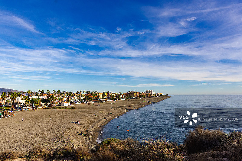 萨洛布雷尼亚日落海岸，格拉纳达海滩图片素材
