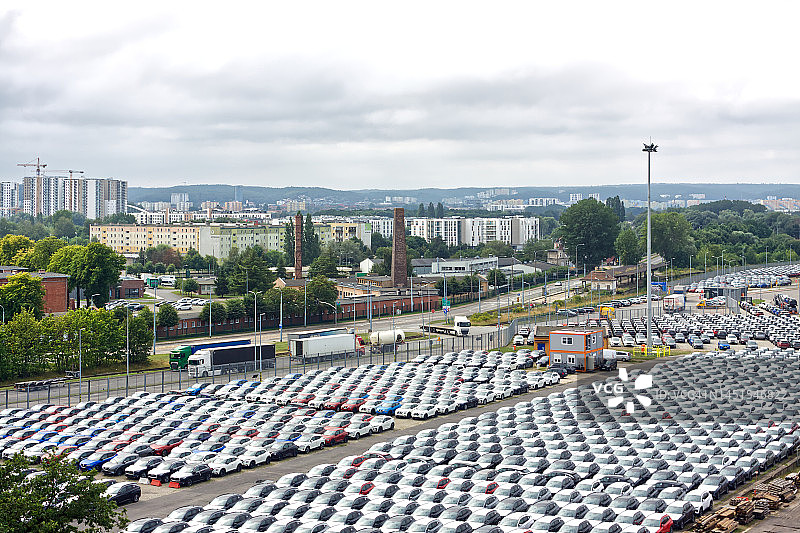 停车场新车航拍景观图片素材