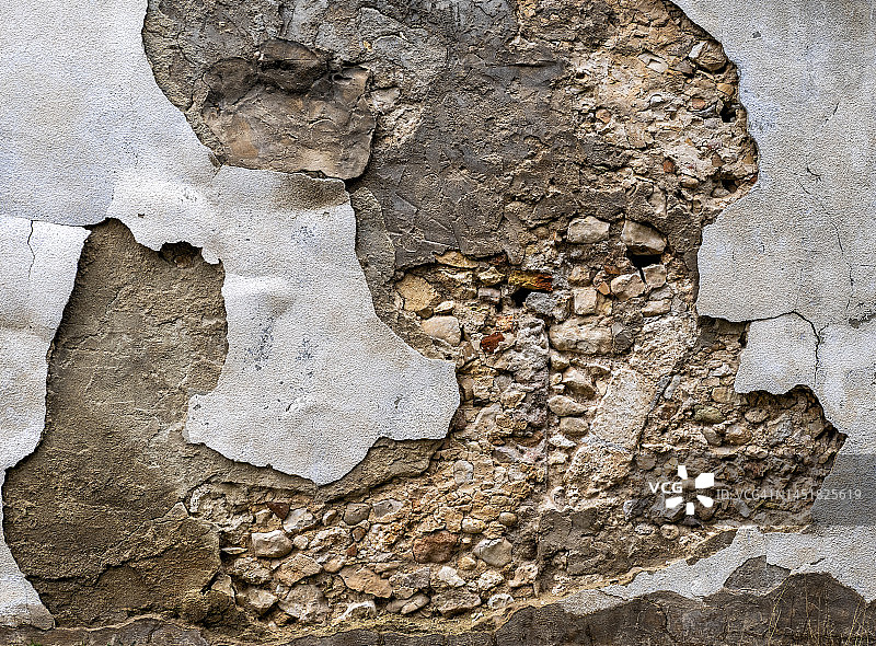 油漆剥落的破旧墙壁图片素材