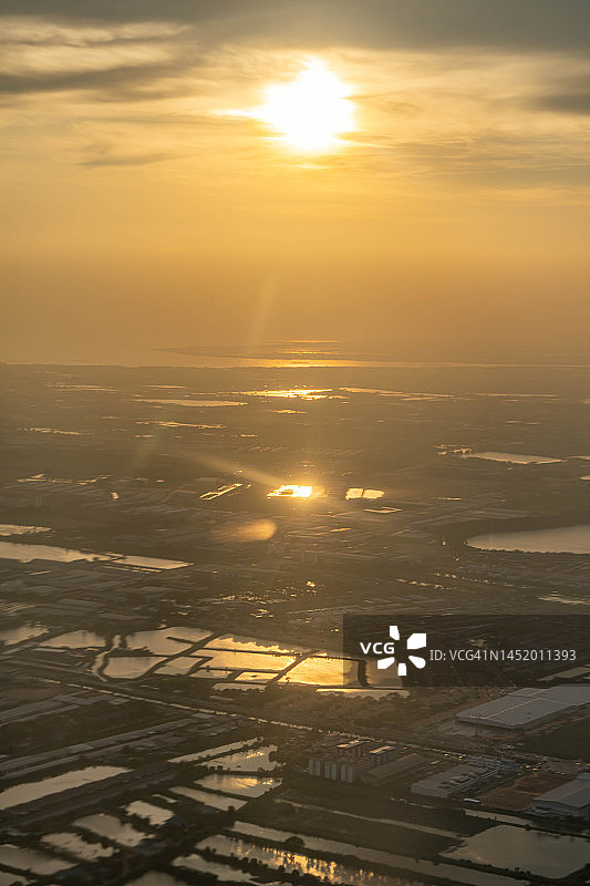 泰国飞机航拍日落图片素材