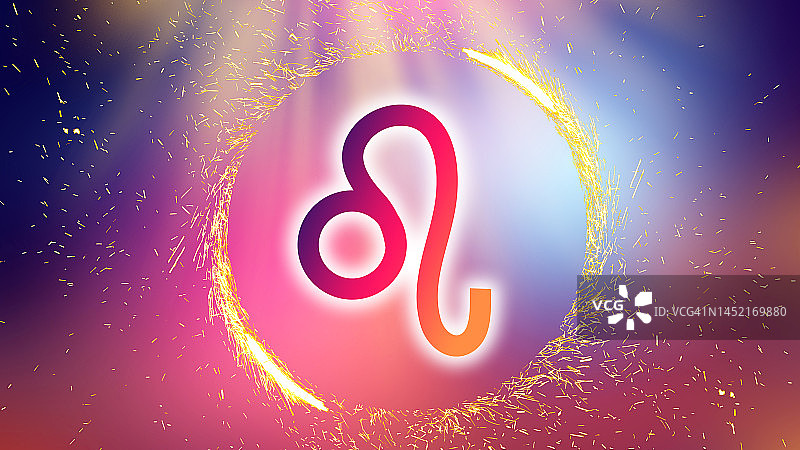 彩色背景光上的狮子座符号图片素材