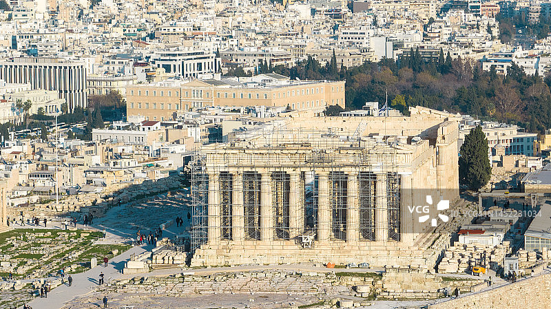 帕特农神庙和希腊议会背景航拍照片图片素材