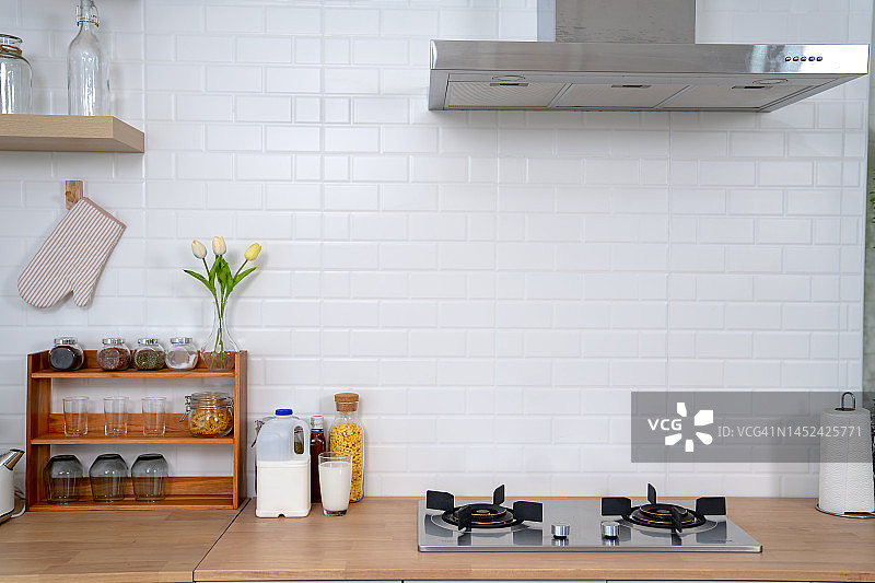 厨房。新现代厨房内景。图片素材